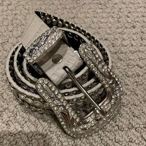 White rhinestone belt